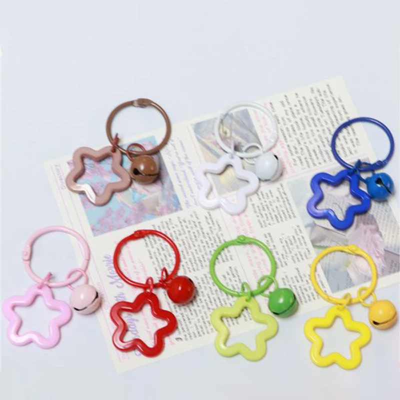 Colored Pentagonal Star Headphone Set Baked Paint Clasp Bell Pack Bag Pendant