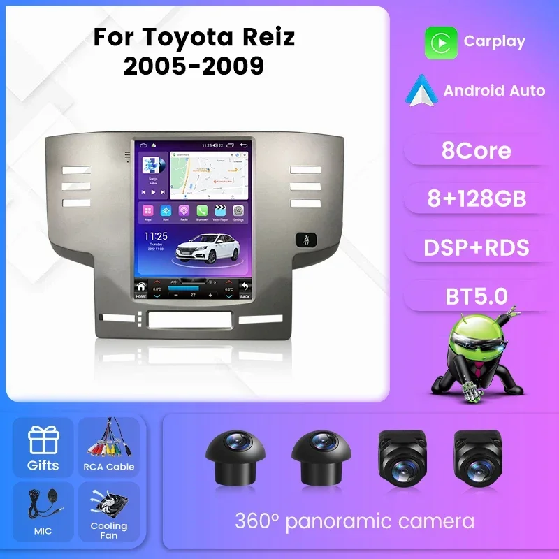 

Tesla Style Screen Car Radio For Toyota Mark X Reiz 2005-2009 Multimedia Player Car Intelligent System For Carplay Android Auto