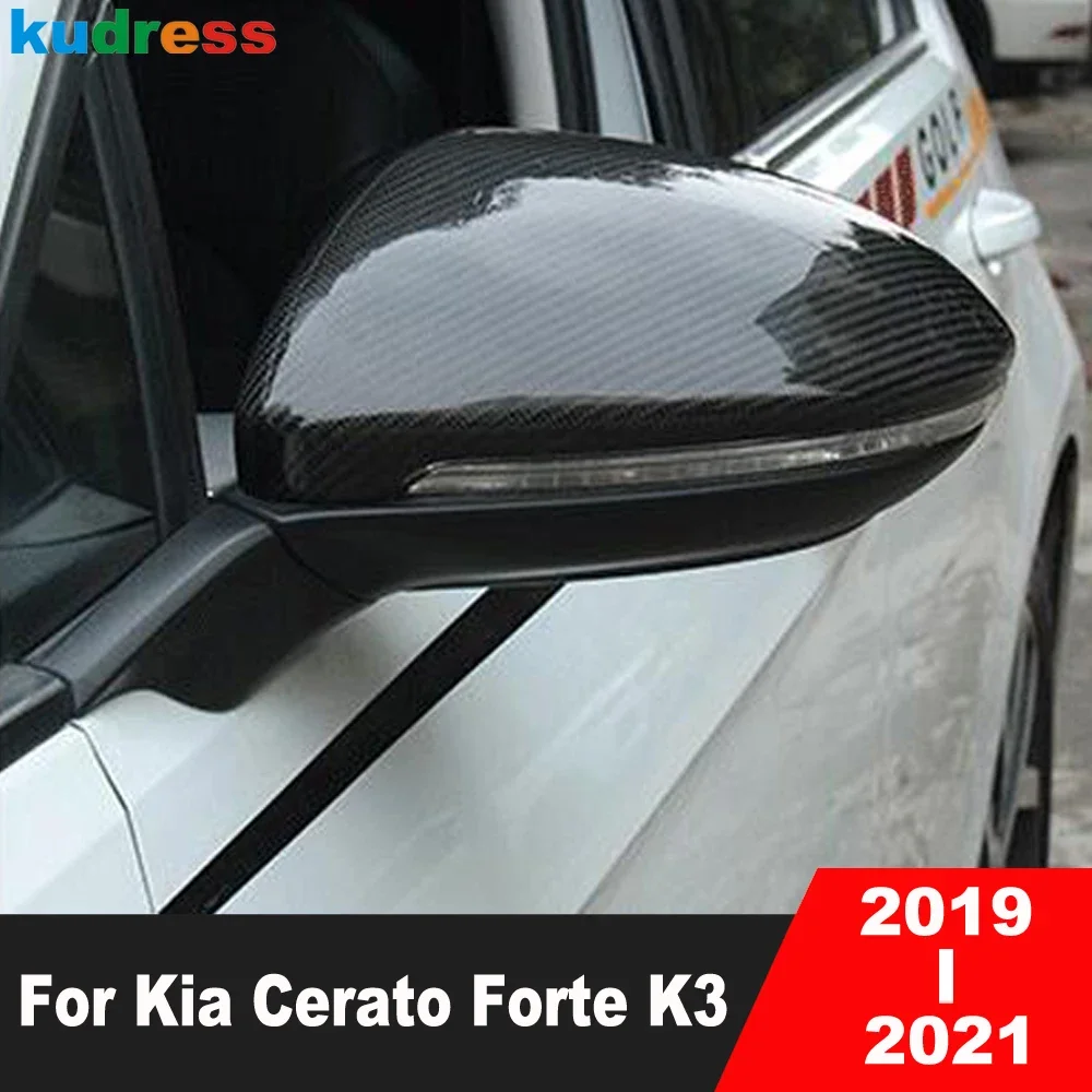 For Kia Cerato Forte K3 2019 2020 2021 Carbon Fiber Door Rearview Mirror Cover Trim Side Wing Mirrors Covers Cap Car Accessories