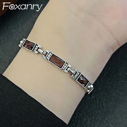 Foxanry Vintage Handmade Zircons Chain Bracelet for Women Couples New Trendy Design Simple Geometric Party Jewelry Accessories