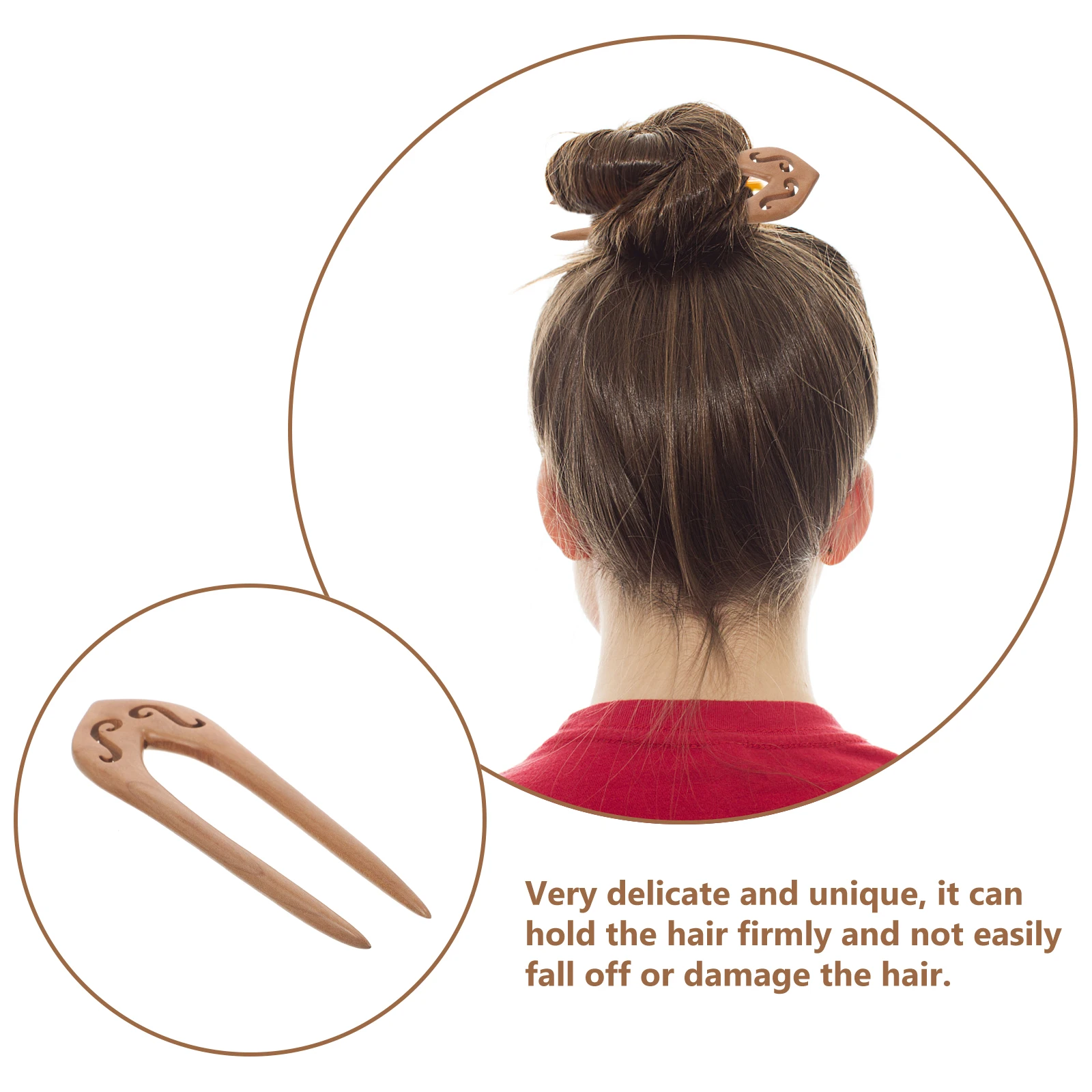 

Peach Wood Hairpin Accessories Stylish U-Shaped Vintage Chopsticks Pins for Women Long Hair Decorative French Bobby