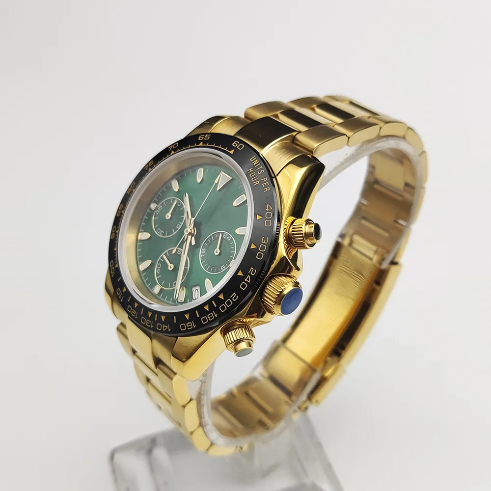 남성용 비즈니스 럭셔리 쿼츠 시계, 클래식, 캐주얼, 사파이어, 방수, 스테인레스 스틸, 야광, VK63 시계, 달력