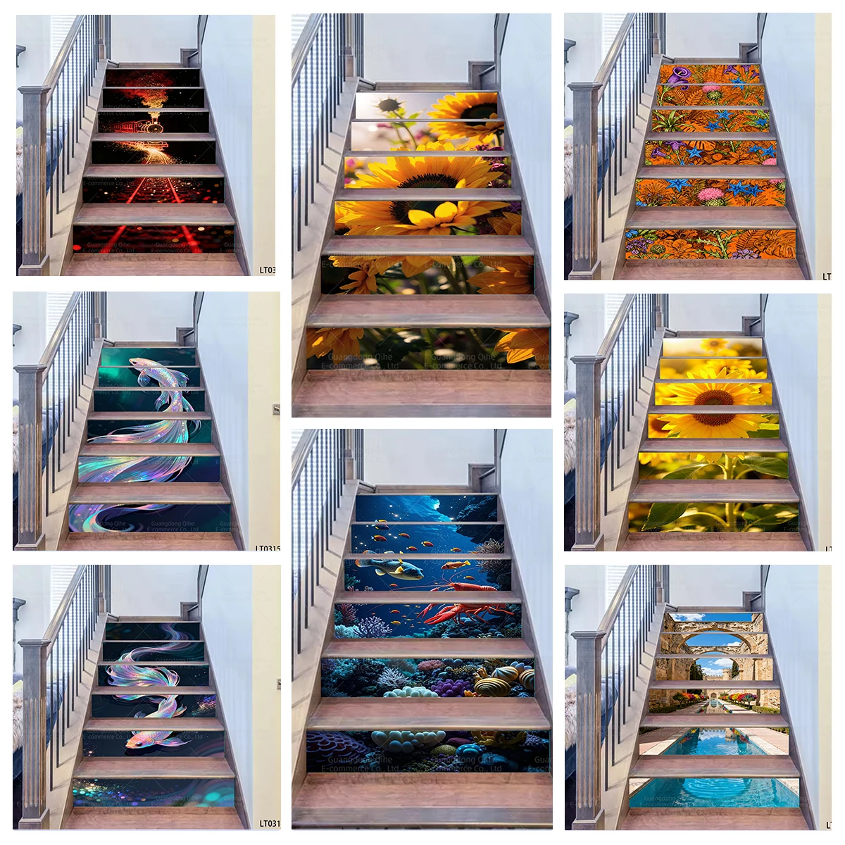 Vinilo Escaleras Decorativo 6 uds pegatinas embellecedoras de escaleras autoadhesivas removibles PVC DIY papel tapiz decoración de escaleras vinilo
