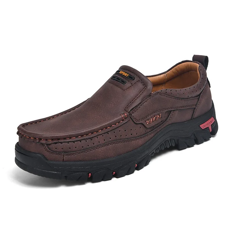 Men's PU Leather Casual Shoes Comfortable Outdoor Loafers for Men Shoes Retro Men’s Leather Shoes