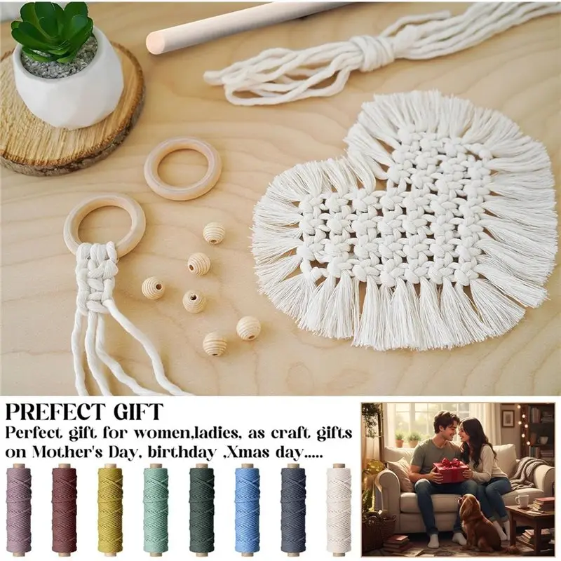 ABVJ-For Adults Beginners 268 Pcs Macrame Kits For DIY Plant Hangers Wall Hangings Weave Supplies With Cord