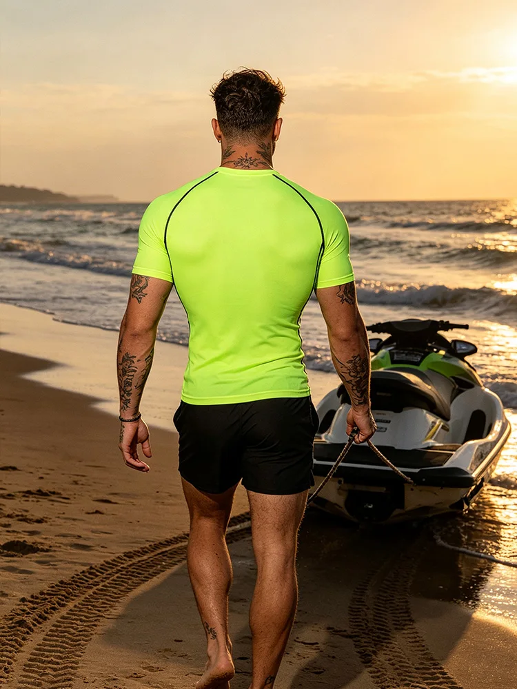 Men's quick-drying T-shirt, short-sleeved swimsuit, women's beach sun-protective T-shirt - J25