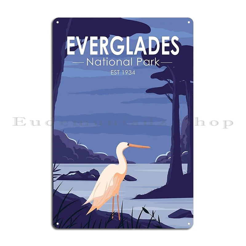 Everglades National Park Egret Vintage Metal Sign Classic Decoration Design Personalized Wall Mural Tin Sign Poster