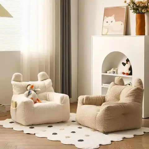 어린이 필러없이 작은 콩 가방 커버 Beanbag 소파 의자 부드러운 양털 안락 의자 소파 애완 동물 어린이 가구 어린이 의자