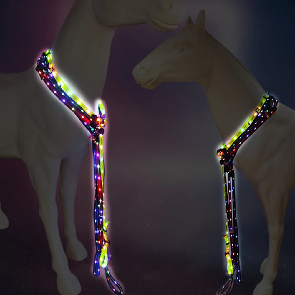 

Glowing Horse Breastplate Led Luminous Strap High Visibility Equestrian Accessory Adjustable Training Collar For Pet Horse