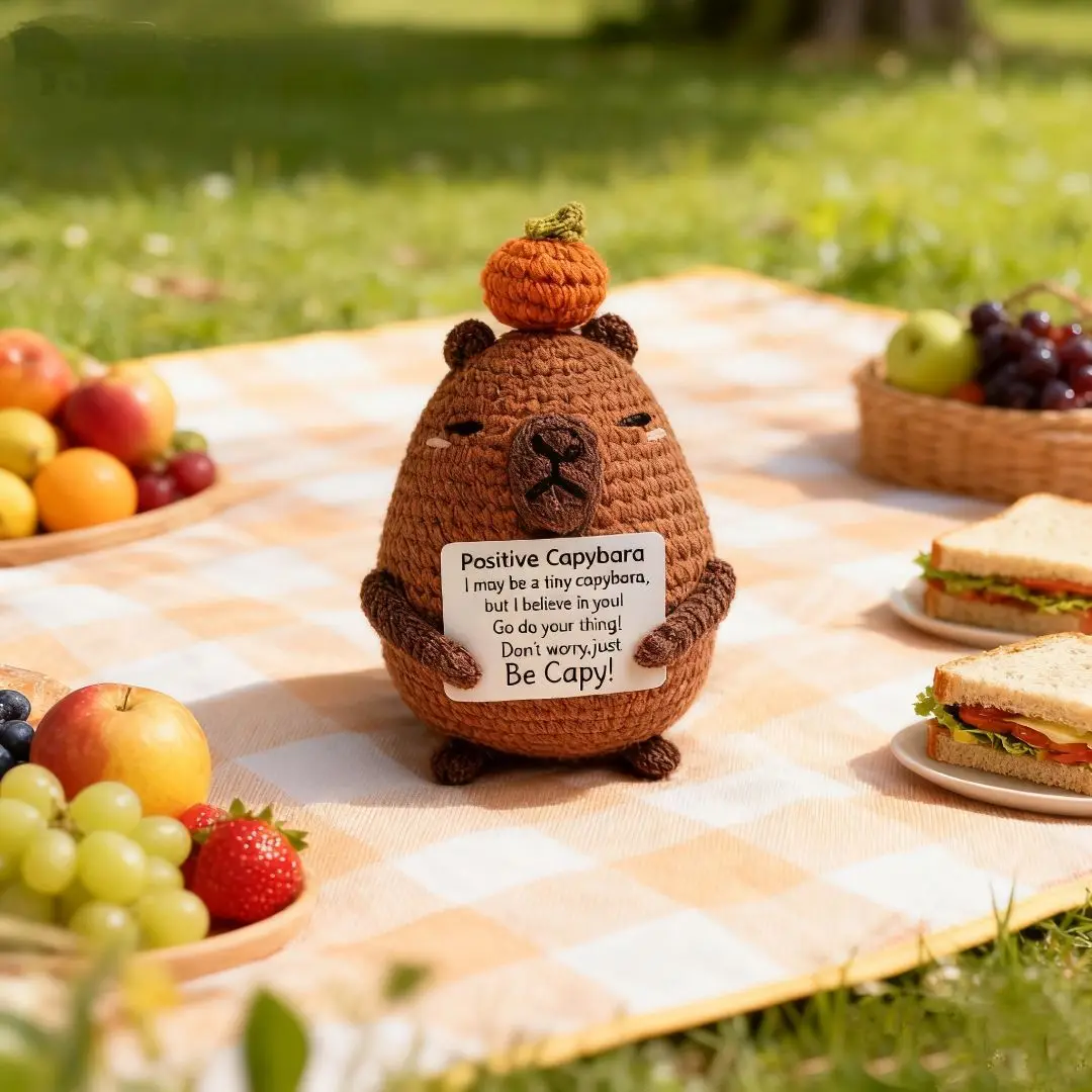 

Trendy Handmade Crochet Capybara Plush with persimmon Stylish Animal - Themed Plush Toy Must Have for Gift Enthusiasts