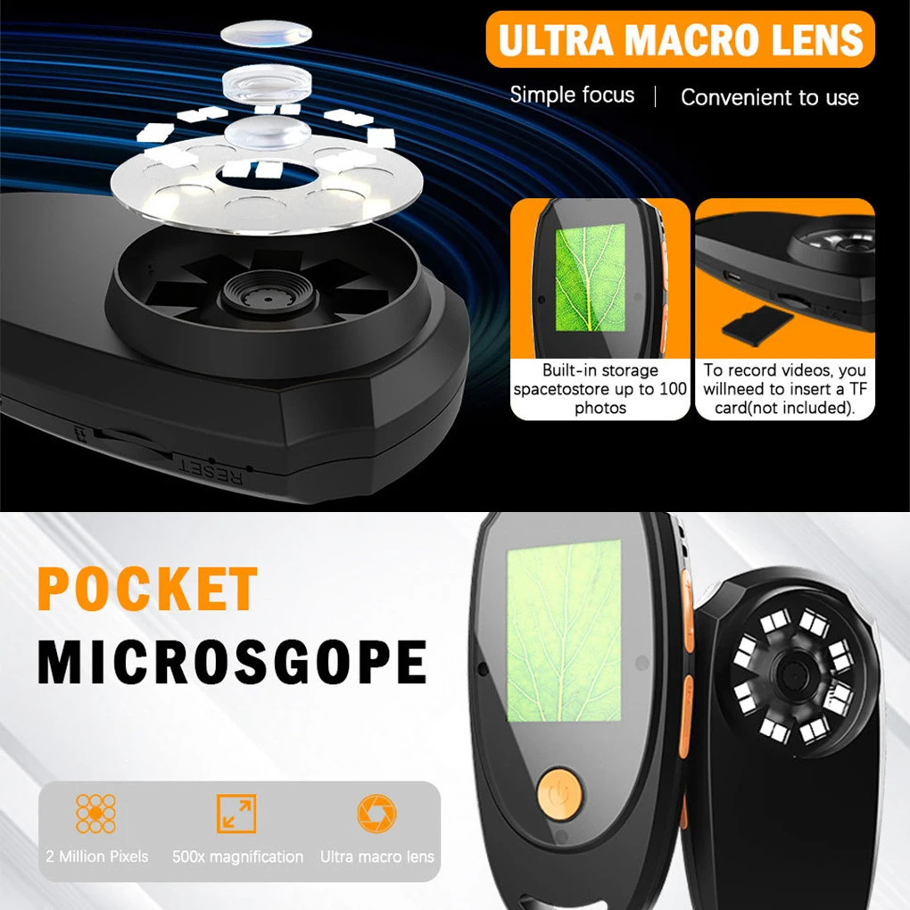 500X يده Dermatoscope آلة محلل الجلد مجهر رقمي لاسلكي لفروة الرأس/الشعر تريكومز تحليل بشرة الوجه