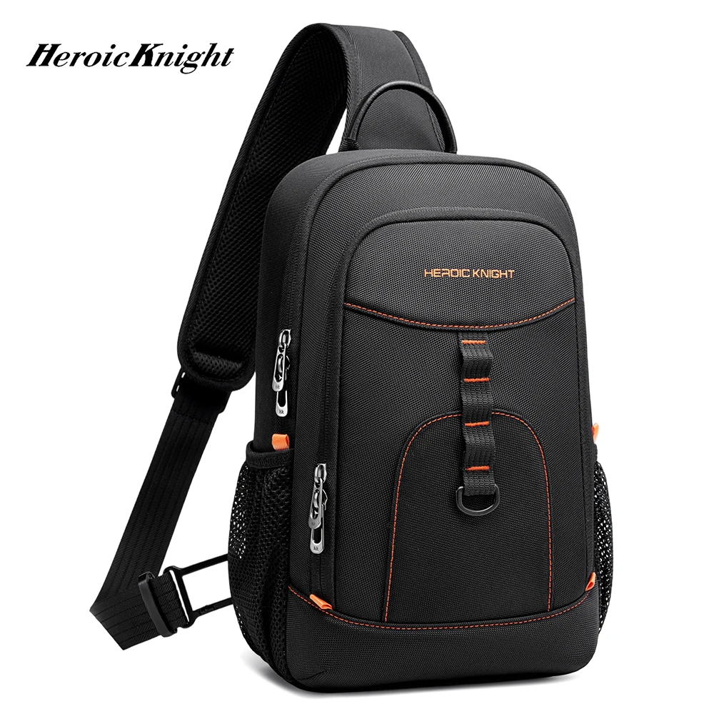 Heroic Knight Multi-Functional Men’s Sling Chest Bag Water Repellent Shoulder Crossbody Bag with USB Port Casual Pack For Hiking