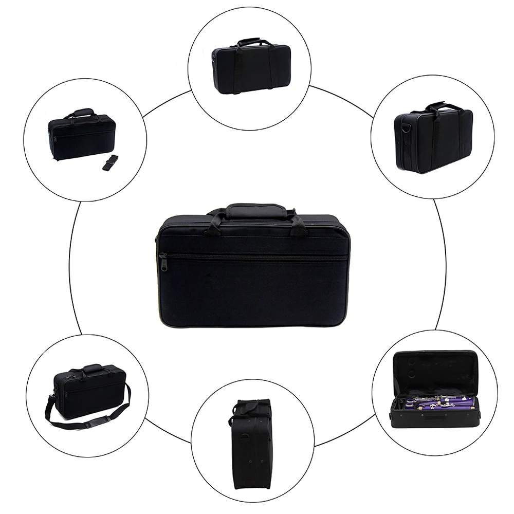 Bb Clarinet Case Gig Bag Backpack Box  Water-resistant 600D Foam Cotton Padding with Adjustable Single Shoulder Strap