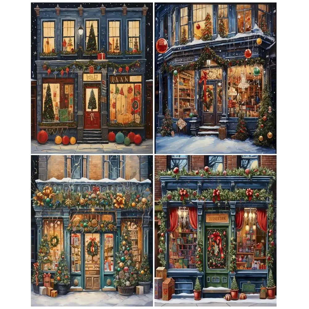 PhotoCustom 5D DIY Winter Diamant Malerei Schnee voller Quadrat Bohrer Mosaik Haus Stickerei Landschaft Home Dekoration Wand Dekor