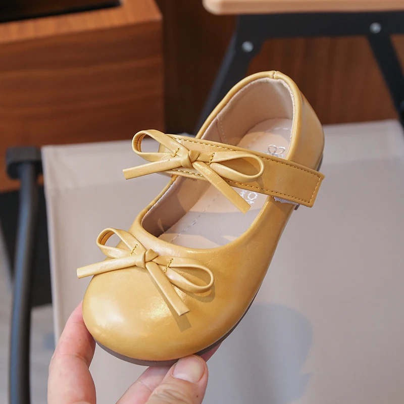فتاة صغيرة أحذية من الجلد ربيع الخريف بسيط ربطة الأطفال الأميرة أحذية 2025 الاتجاه تنوعا طفل السببية موضة حذاء مسطح #5
