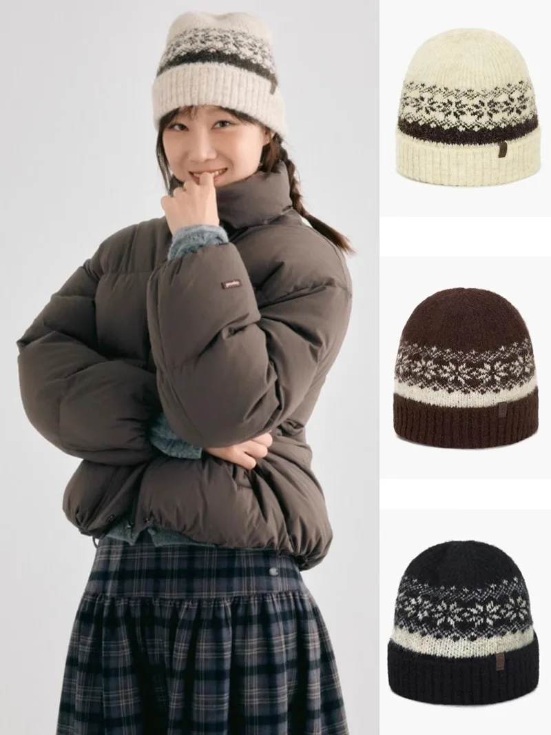 暖かいニットウール帽子-レディース-ファッション-フェアアイル柄-冬用キャップ-快適なエスニックスタイル-micoat-25-秋冬コレクション