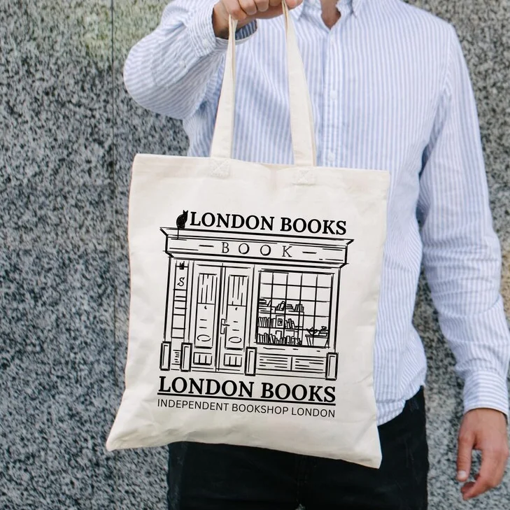 

LONDON BOOKS Shoulder Bags Graphic Harajuku CanvasTote Handbag Large Capacity Shopper Bags Eco Girl Handbags