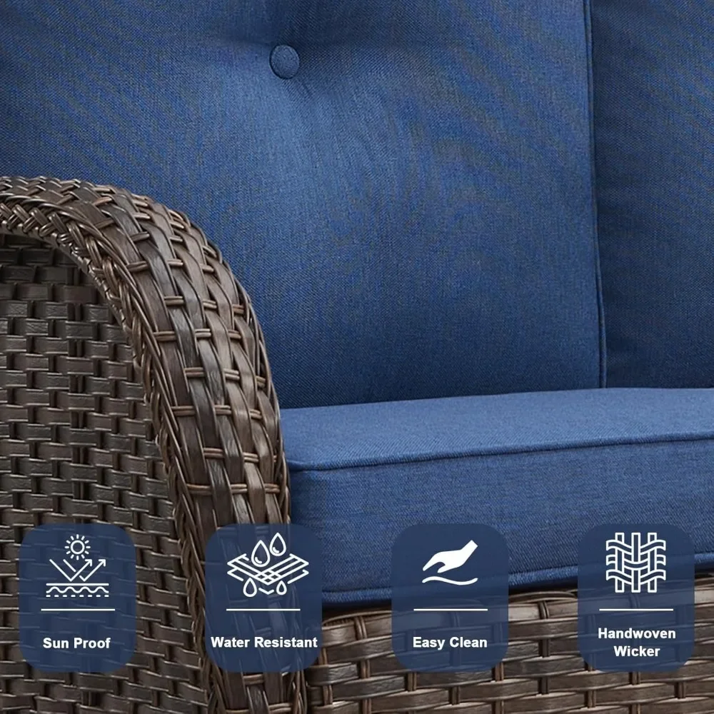 Outdoor Couch Patio Furniture, 3 Seater Rattan Couch with Deep Seat Hight Backrest, All-Weather Couch, Outdoor Rattan Sofa Set