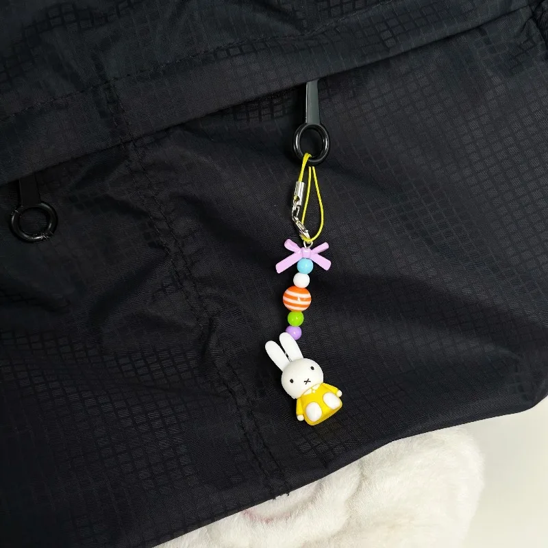 Hot Cartoon Miffy Series Creativity Backpack Keychain Cute Artistic Retro Exquisite Bowknot Rabbit Pendant Gifts