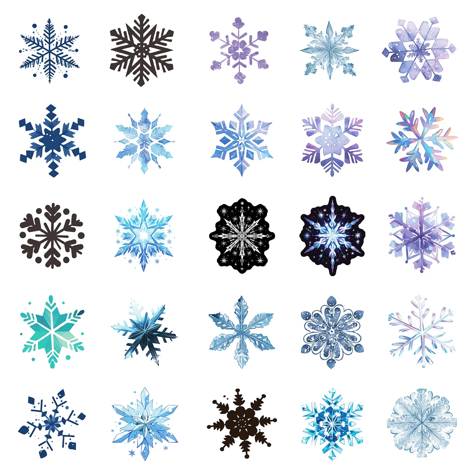 50pcs Colorful Snowflake Series Graffiti Stickers Suitable for Helmet Desktop Wall Decoration DIY Sticker Package Wholesale