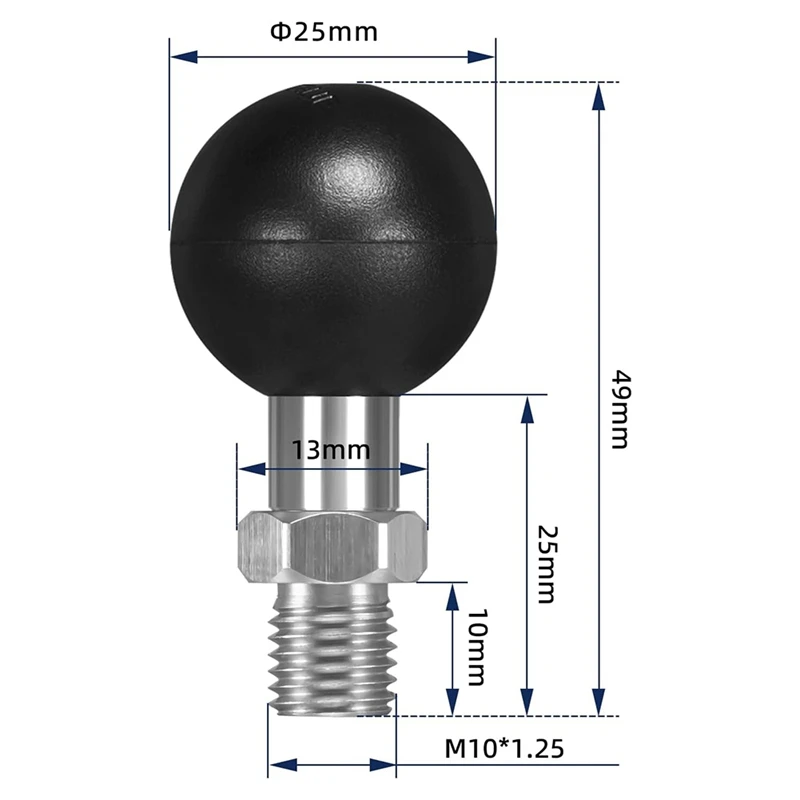 2 حزمة 1 بوصة الكرة محول مع M10x1.25 متري الموضوع متوافق مع RAM يتصاعد B حجم مزدوج المقبس الذراع M10-WMAN