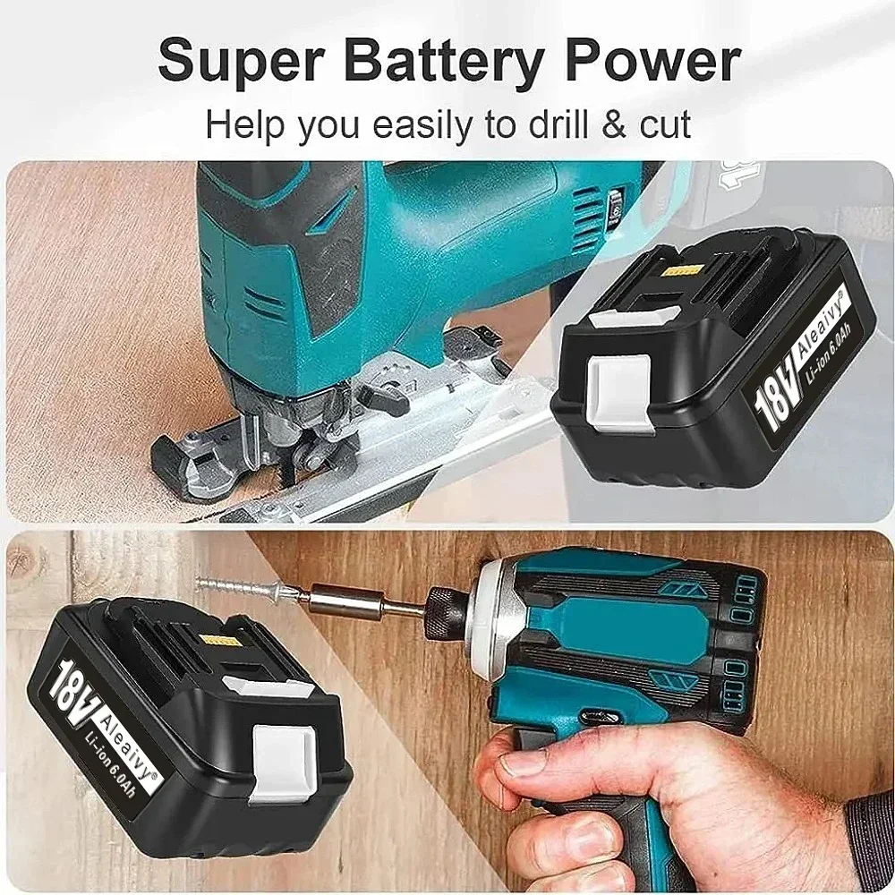 6000mAh สําหรับ Makita 18V แบตเตอรี่ชาร์จแบตเตอรี่ 18V Makita พร้อม LED เปลี่ยน Li-Ion LXT BL1830 BL1860 BL1850