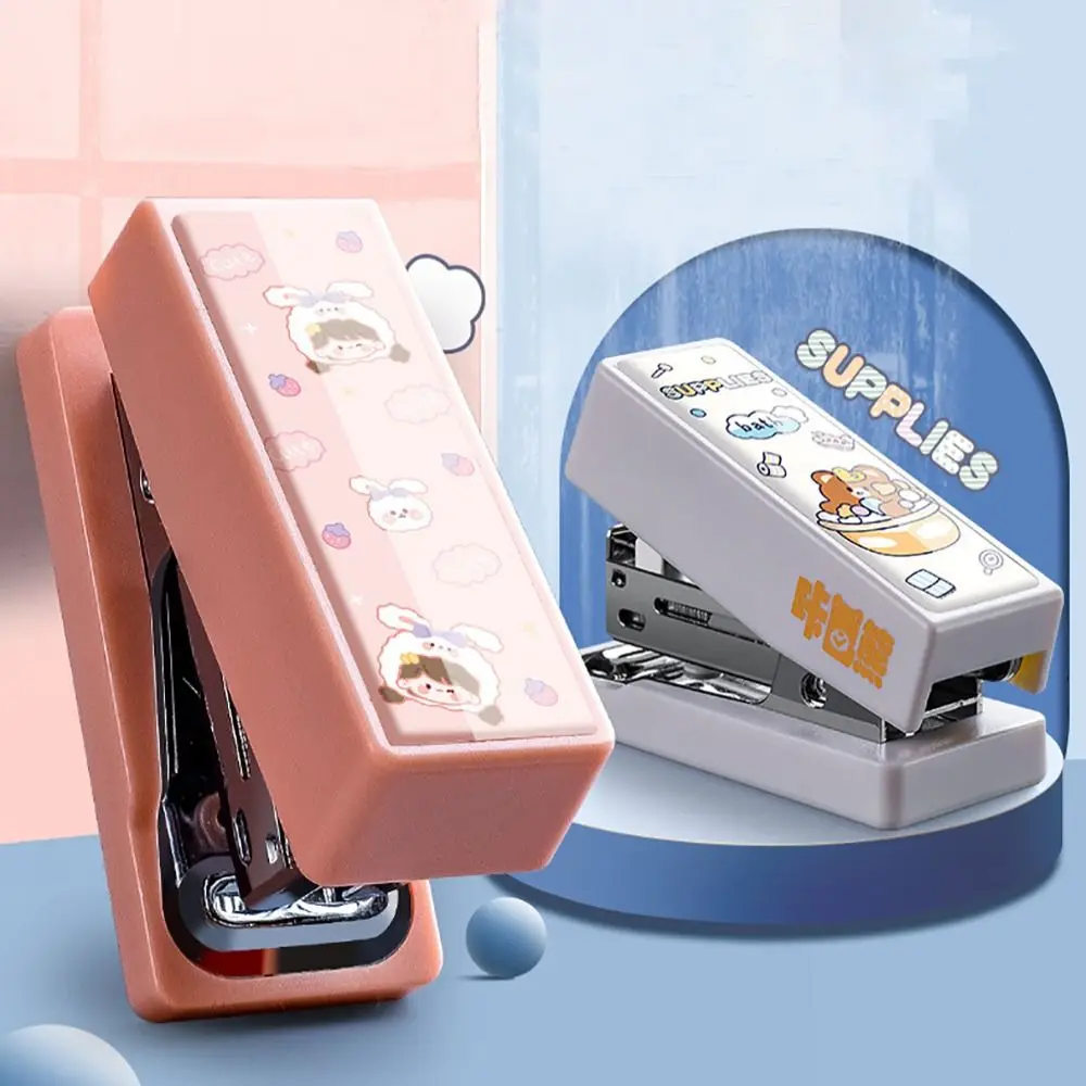 New Plastic Cartoon Metal Stapler Set Stationery Gift Mini Stapler School Office Supplies Metal Binding Tools