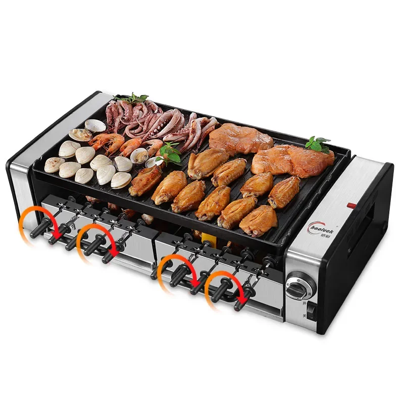 SYK-10 Electric Griddle BBQ Grill Smokeless Electric Oven BBQ Electric Grill Barbecue Grill Automatic Rotary Kebab Machine