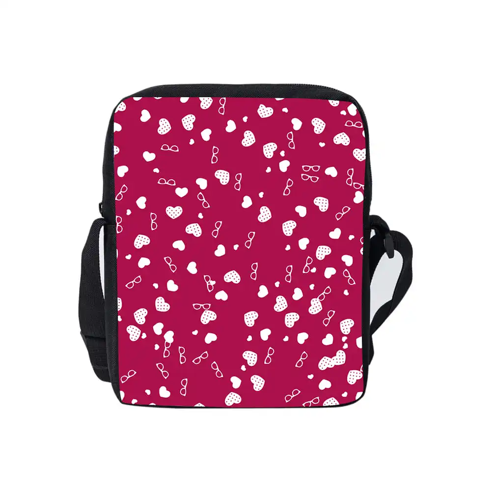 Pink Love Daily Single Sided Messenger Bag For Boy/Girls Children Best Gifts 2D Flat Cartoon Casual Teenage Crossbody Bag