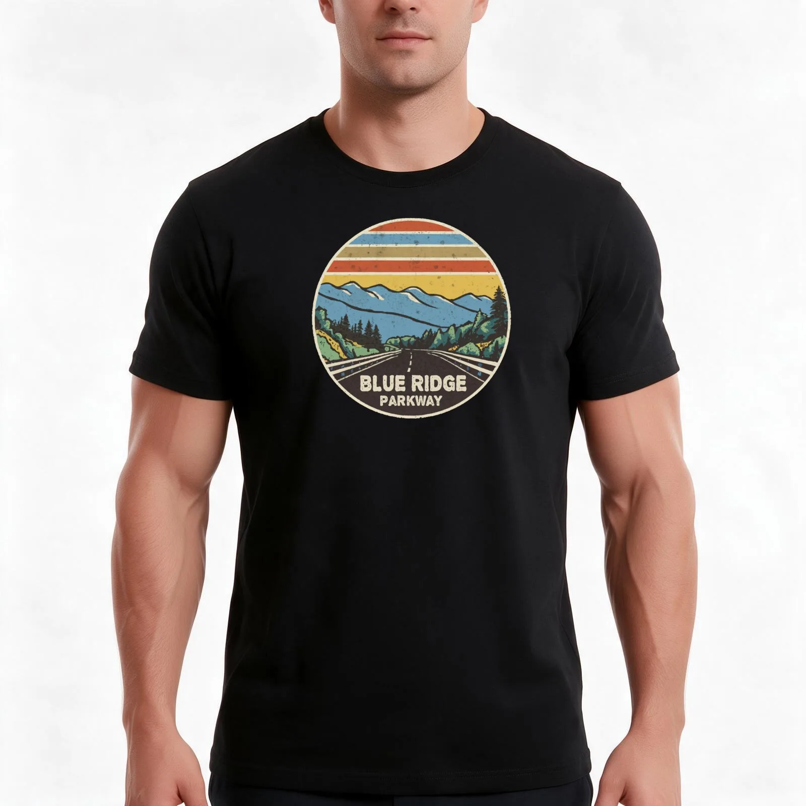 Blue Ridge Parkway Mountains T-Shirt Summer Casual Cotton Tee Oversized Streetwear Tops Vintage Graphic Print 100% Cotton