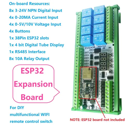 DC 12V 24V Multifunction ESP32 Expansion Board Wifi Digital Analog IO Module for Arduino WEB MQTT Ethernet Network Relay DIY