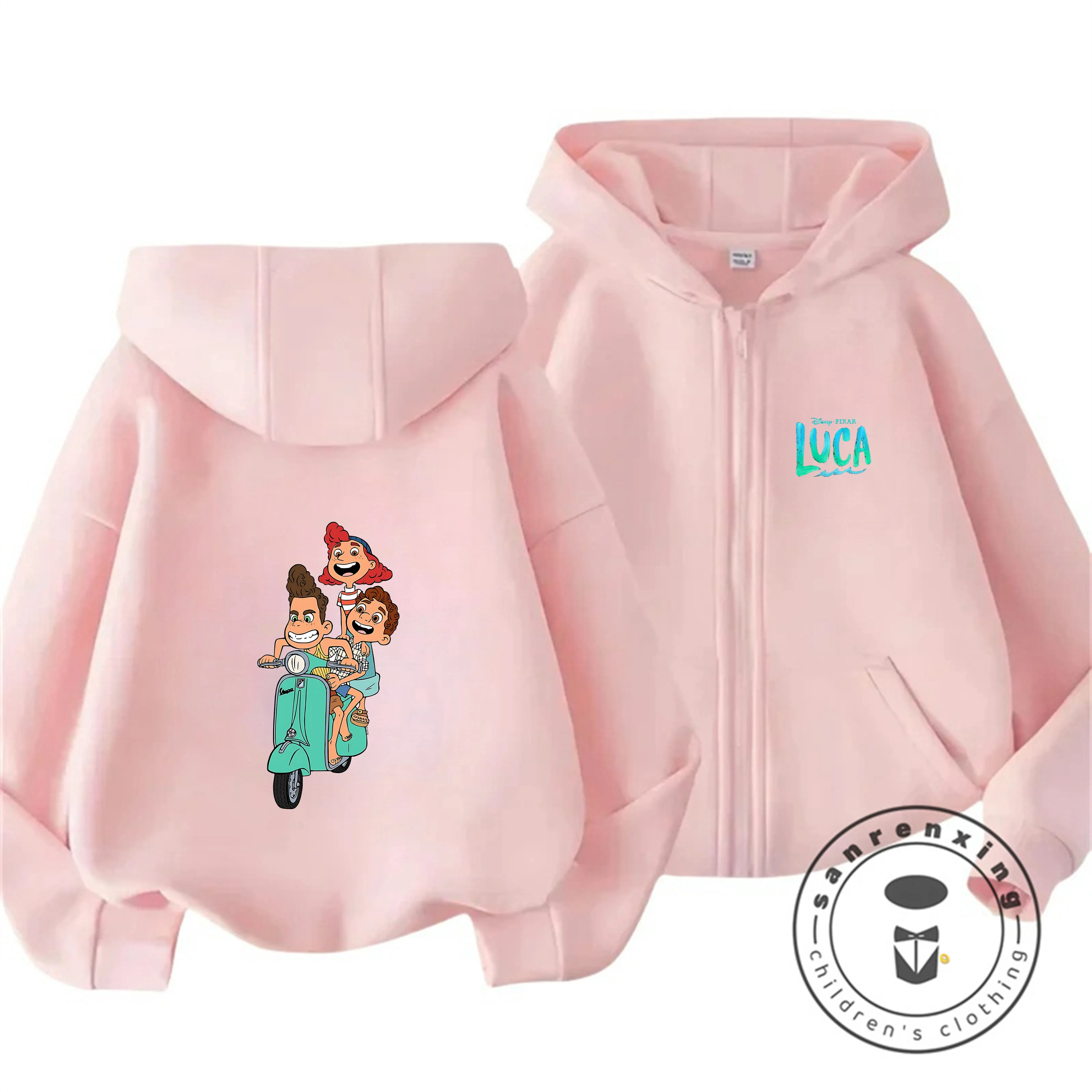 

Hot Street Disney Luca Zipper Hoodie 3-14Y Autumn Winter Boys Girls Cute Kawaii Cartoon Warm Casual Kids