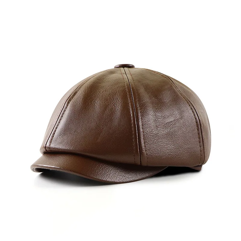 British Octagonal Hat Middle-aged And Elderly Winter Outdoor Keep Warm Peaked Cap Men Vintage Painter Beret 5
