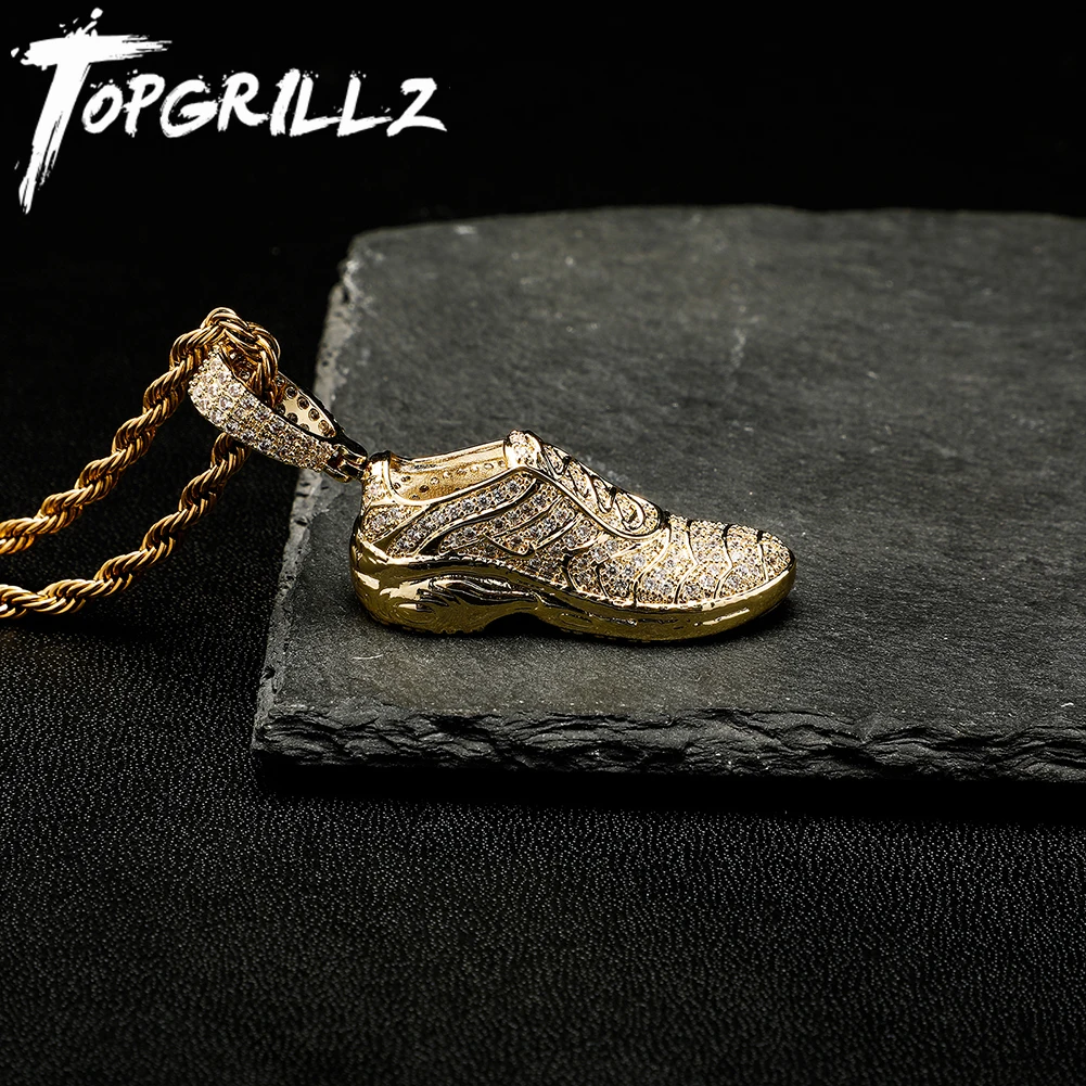 TOPGRILLZ New Shoe Model Pendant Hip Hop Men Women Pendant Sparkling Ice Crystal Zircon Necklace Fashion Charm