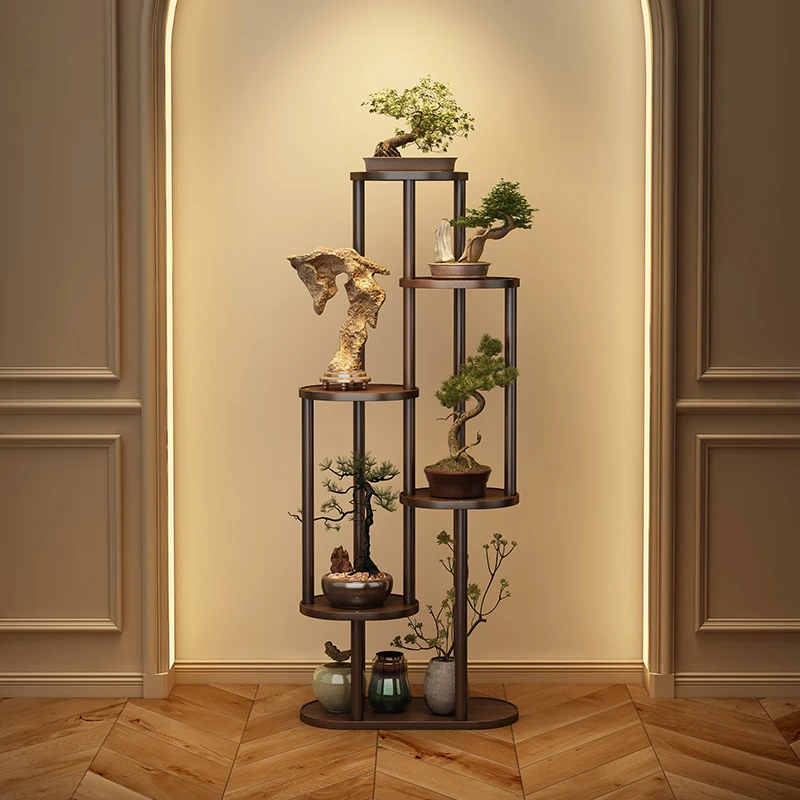 

Bogu frame solid wood new Chinese tea room atmosphere arrangement ornament shelf small display stand high-end flower stand