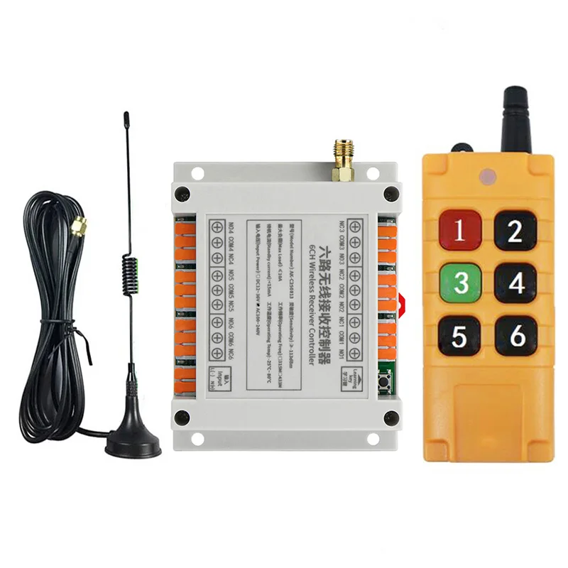 433M Ndustrial DC 12V 24V 36V 6CH RF Wireless Remote Control Switch Radio Receiver With 20-2000M Long Distance Remote controller