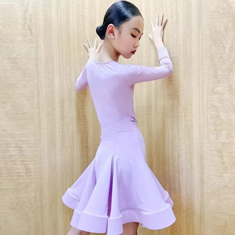 

Элитный костюм для соревнований по латиноамериканским танцам, профессиональный наряд для выступлений и тренировок для девочек, детская юбка для латиноамериканских танцев.