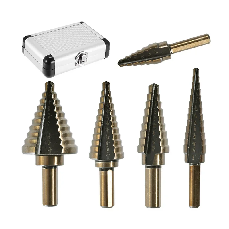 5pcs Step Drill Bit Set Hss Cobalt Multiple Hole 50 Sizes Cobalt Titanium Conical Carbide Drill Perforator Hole Cutter Tool