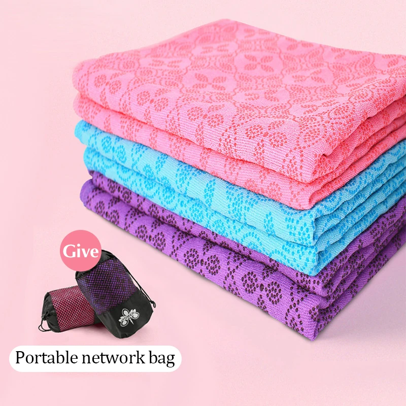 Portable Anti-slip Sweat-absorbent Yoga Mat Towel Cloth Mat For Men Women Ultra-thin Yoga Blanket Towel Blanket Workout with Bag