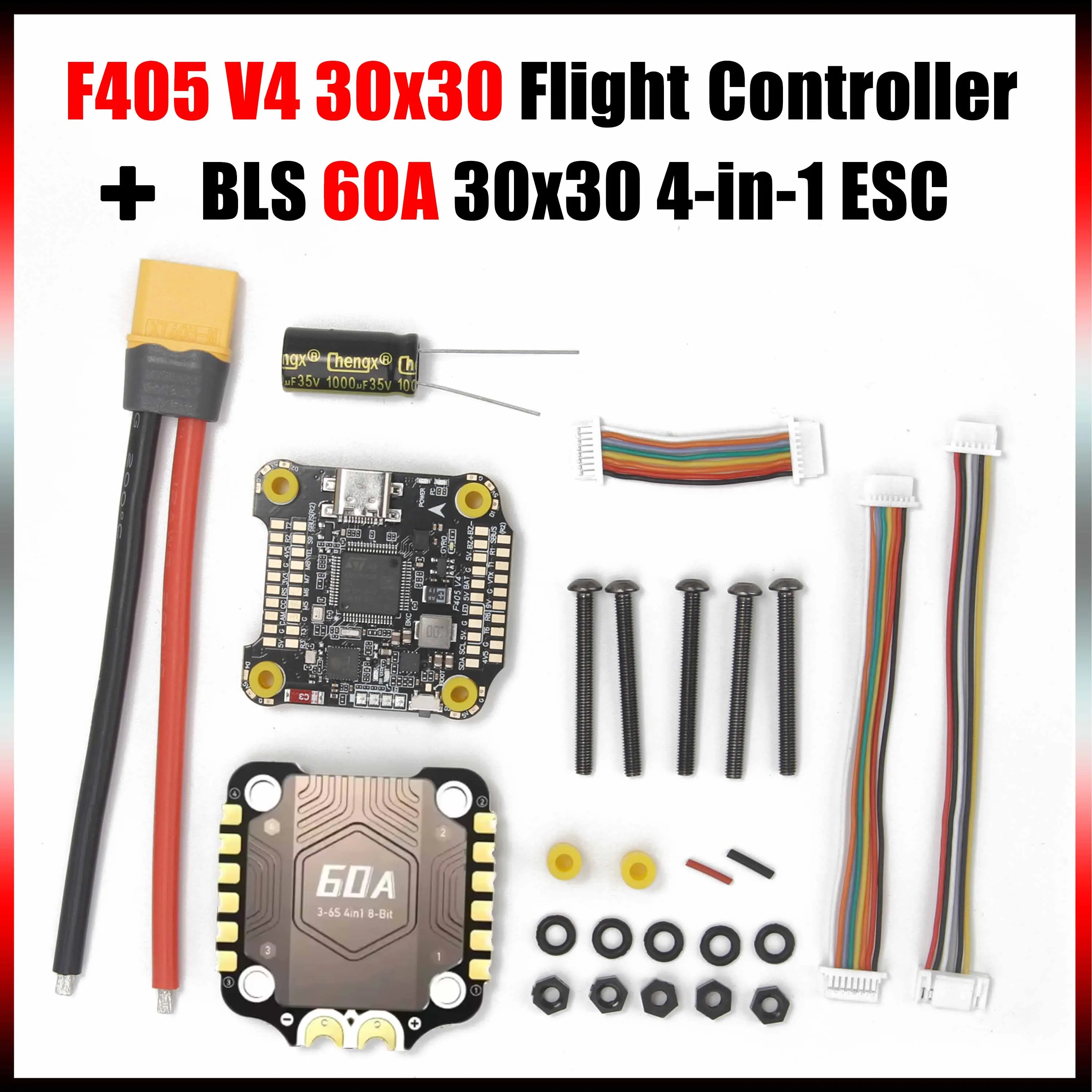 

F405 V4 Flight Control with BLS 60A 4-in-1 ESC Stack for FPV RC Racing Drone Fixed-wing Bluetooth Configuration DIY Accessories