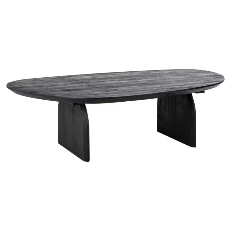 Latest Modern 2026 Design Solid Mango Wood Stylish Sandblasted Pure Black Finish Living Room Home