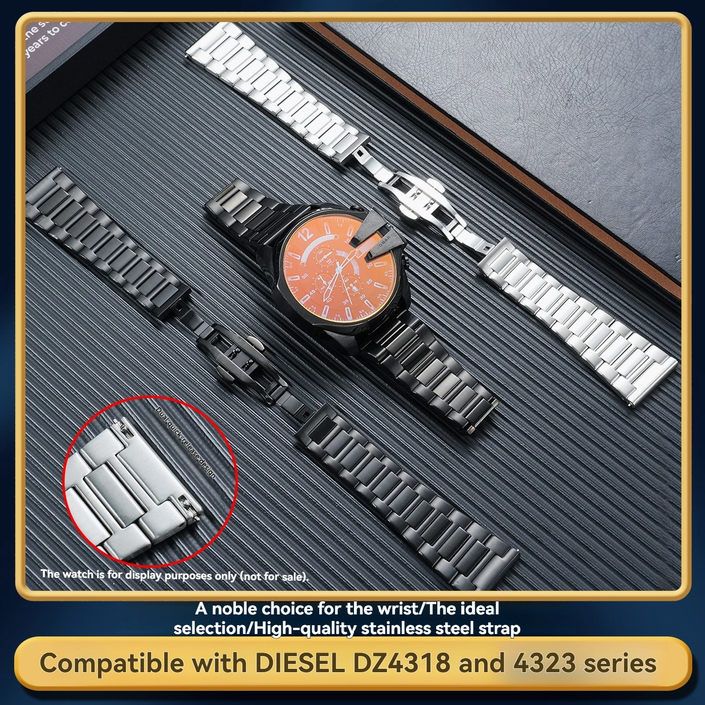 Suitable for Diesel watchband DZ4318 4323 4283 solid bracelet replacement accessories men's special steel watch strap 26mm
