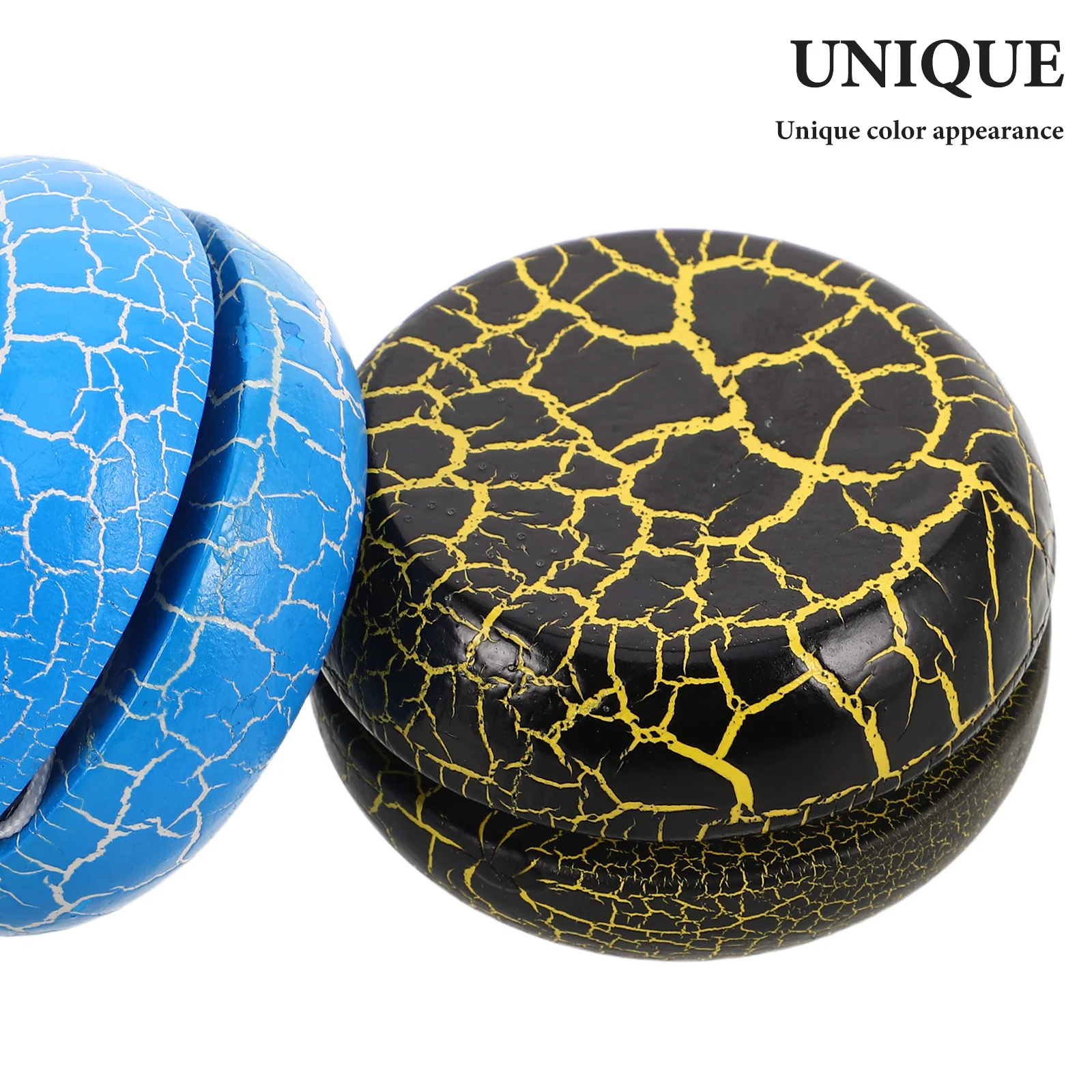 2Pcs Mini Wooden Yoyo for Kids Colorful Crack Design Portable Responsive Yoyo Ball Fine Motor Skill Development Party Favors