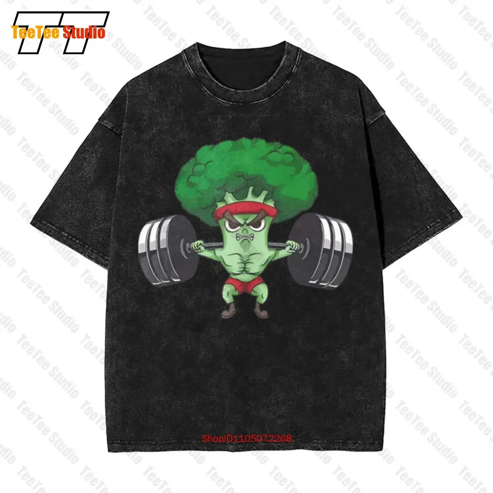 Powerlifting Broccoli Keto Cute Lifter Vegans Vintage Oversized T-Shirt Tee H21Y