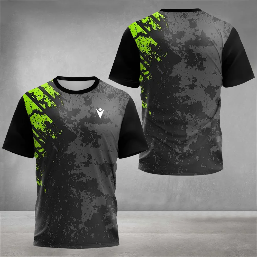 Summer Outdoor Running Workout Sportswear Fashion Printed O-Neck Short-Sleeved T-Shirt Men\'s Tennis Badminton Training T Shirt