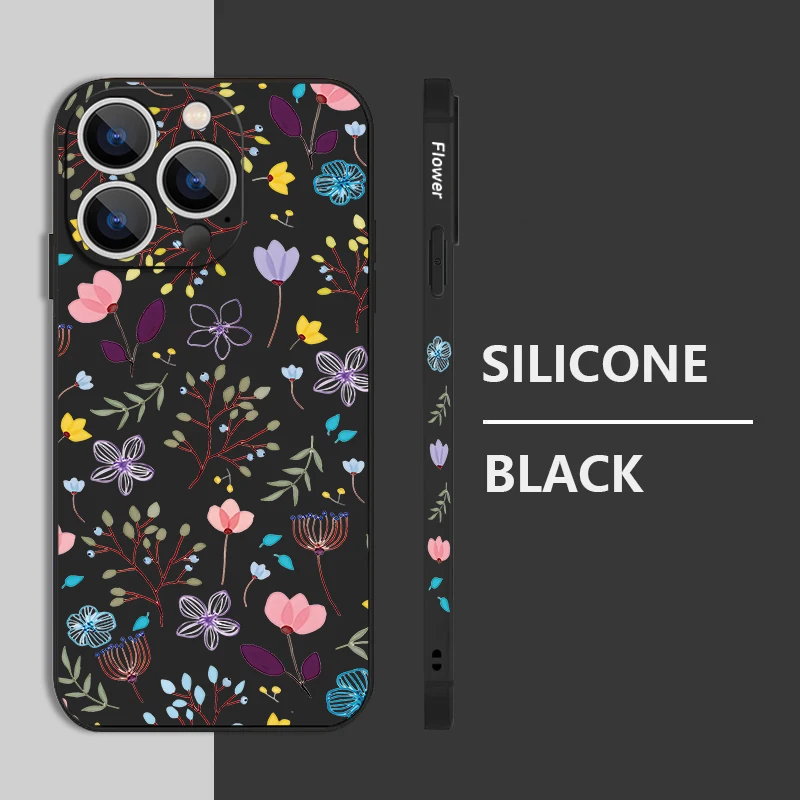 Floral Flower Phone Case For iPhone 17e 17 16 15 14 Pro Max 12 13 Pro Max 11 16e Shockproof Bumper TPU Silicone Lanyard Cover