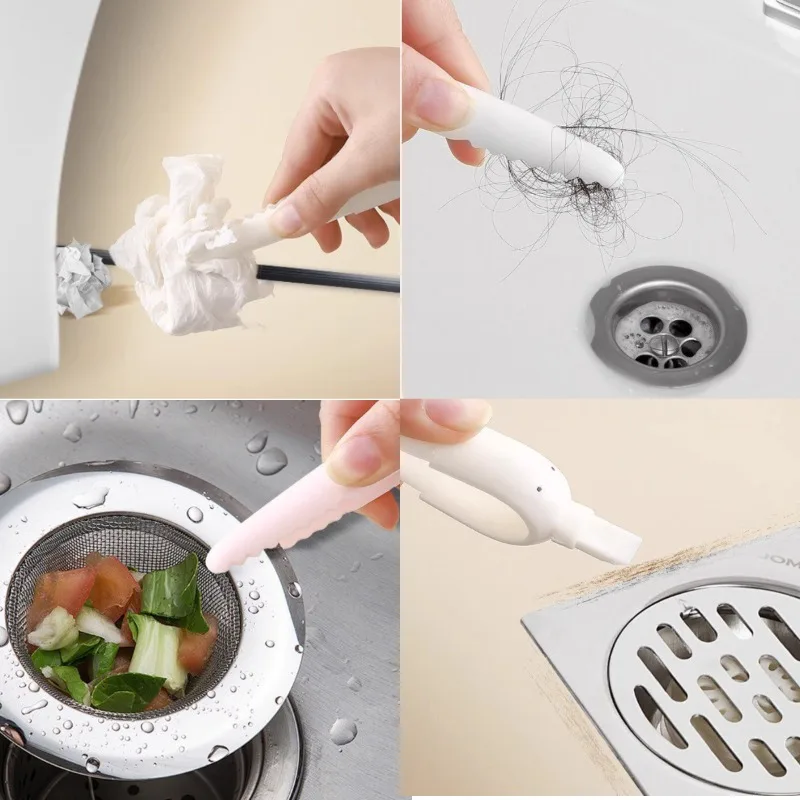 1pcs Cute Duck Shaped Double-head Design Bathroom Hair Cleaning Clip，Sewer Floor Drain Clip，Bathroom Cleaning Tools