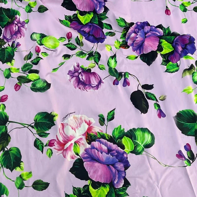 Italian Brand Fashion Design Poplin Cotton Fabric Summer Soft Polyester Satin Printed Cloth for Dress Diy Sewing by the Meter