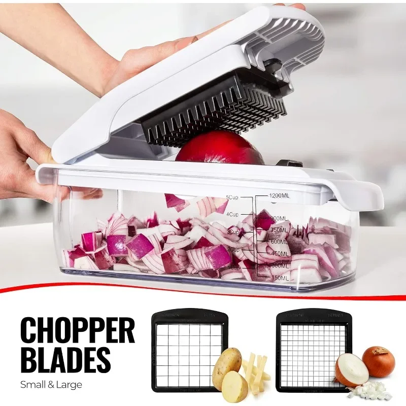 HAOYUNMA Vegetable  Onion Chopper with Container Pro Food  Slicer Dicer Cutter (11 in 1, White)