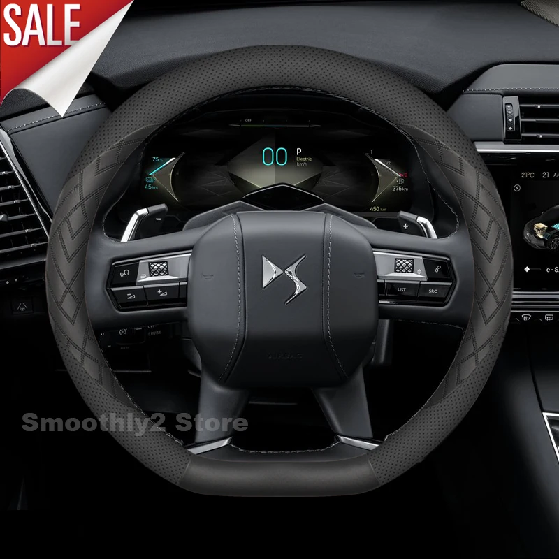 Leather Car Steering Wheel Cover For DS3 DS4 DS5 DS7 Crossback DS9 DS Nº8 DS8 Non-slip Auto Steering Wheel interior Accessories 2